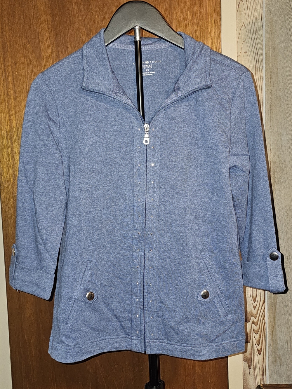 Karen Scott Blue Zip-Front Petite Jacket